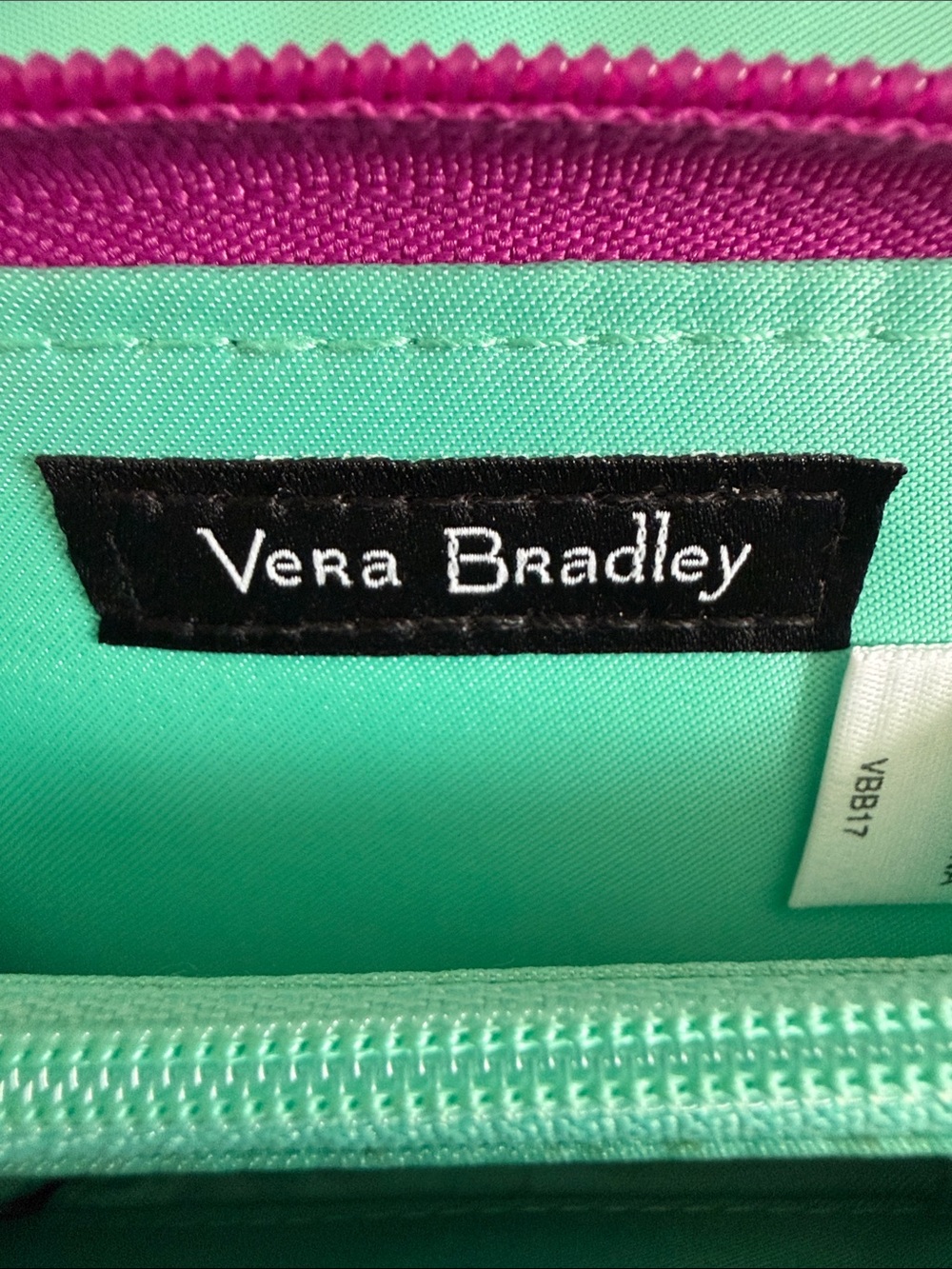 Vera Bradley Teal and Magenta Floral Zip Wallet - Picture 2 of 8